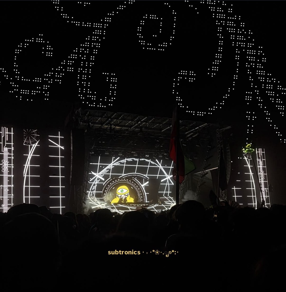 Subtronics stage and lights above the crowd